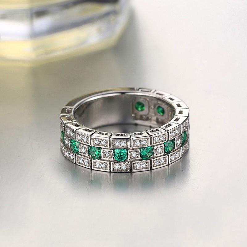 

Popular retro full diamond zircon emerald men s style ring personalized niche versatile ring no. 6
