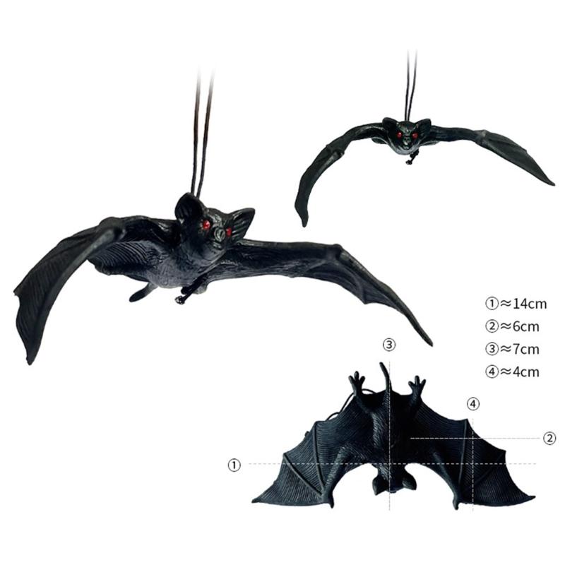 4Pcs Scary Realistic Bat Hanging Ornament Wall Hanging Decorations For Garden Window Display Halloween Celebration