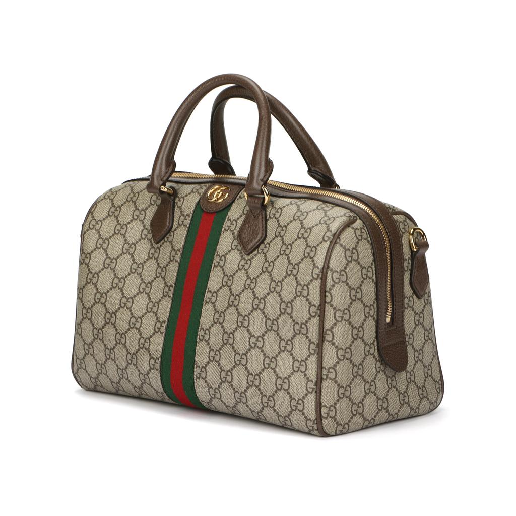 Gucci Ophidia Double G Logo Detachable Shoulder Strap Zipper Closure Canvas And Leather Trimmed Medium Shoulder Bag 772065-96IWG-8745