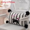 Cartoon Cat Plush Pillow With Pink Dutch Velvet Cover For Home Office Comfort