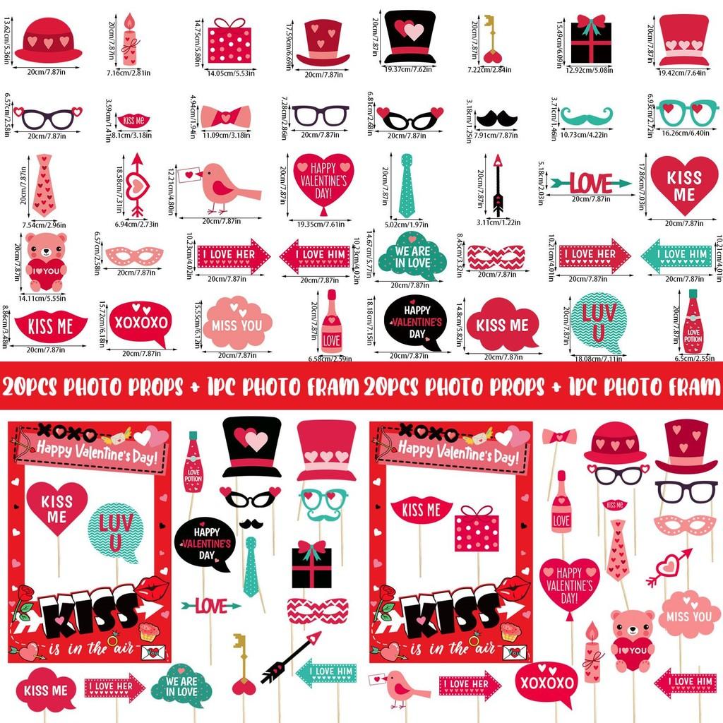 Photo Valentines Day Booth Decor Kit With Paper Frames For Kids Adults Fun Photo