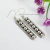Handmade Sterling Silver Puffy Bar Earrings, Artisan Design