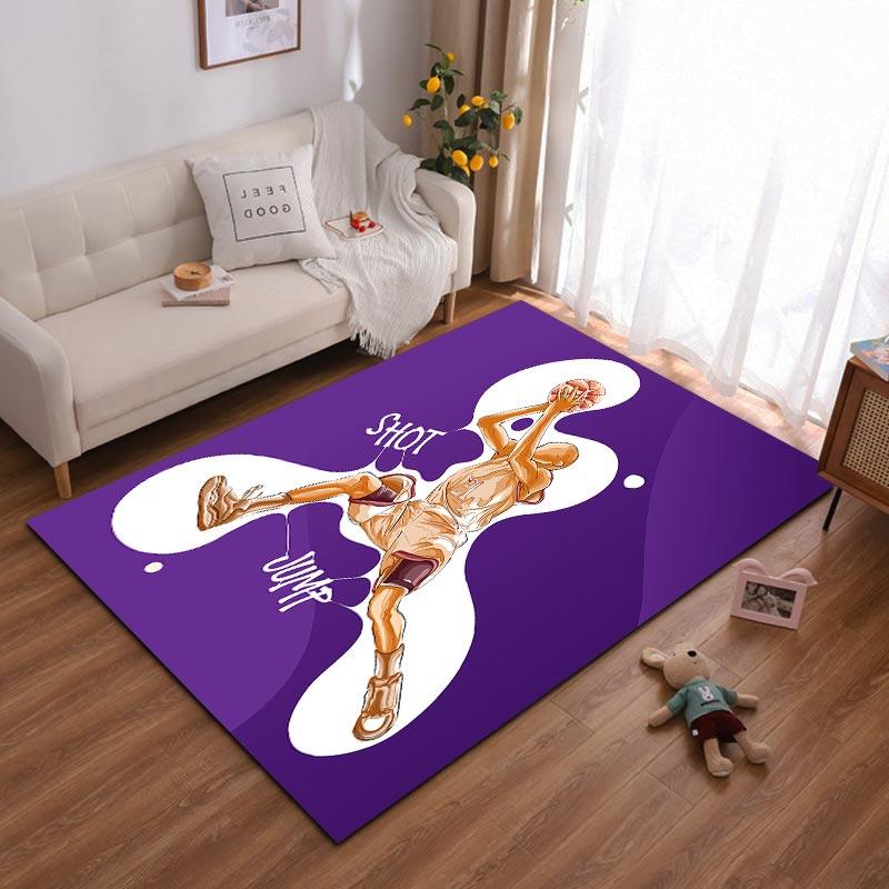 

Basketball Player Jump Shot Art on Purple Carpet for Home Decor Suitable for use as an anti-slip for living room bedroom sofas 40x60cm( 15x23in )