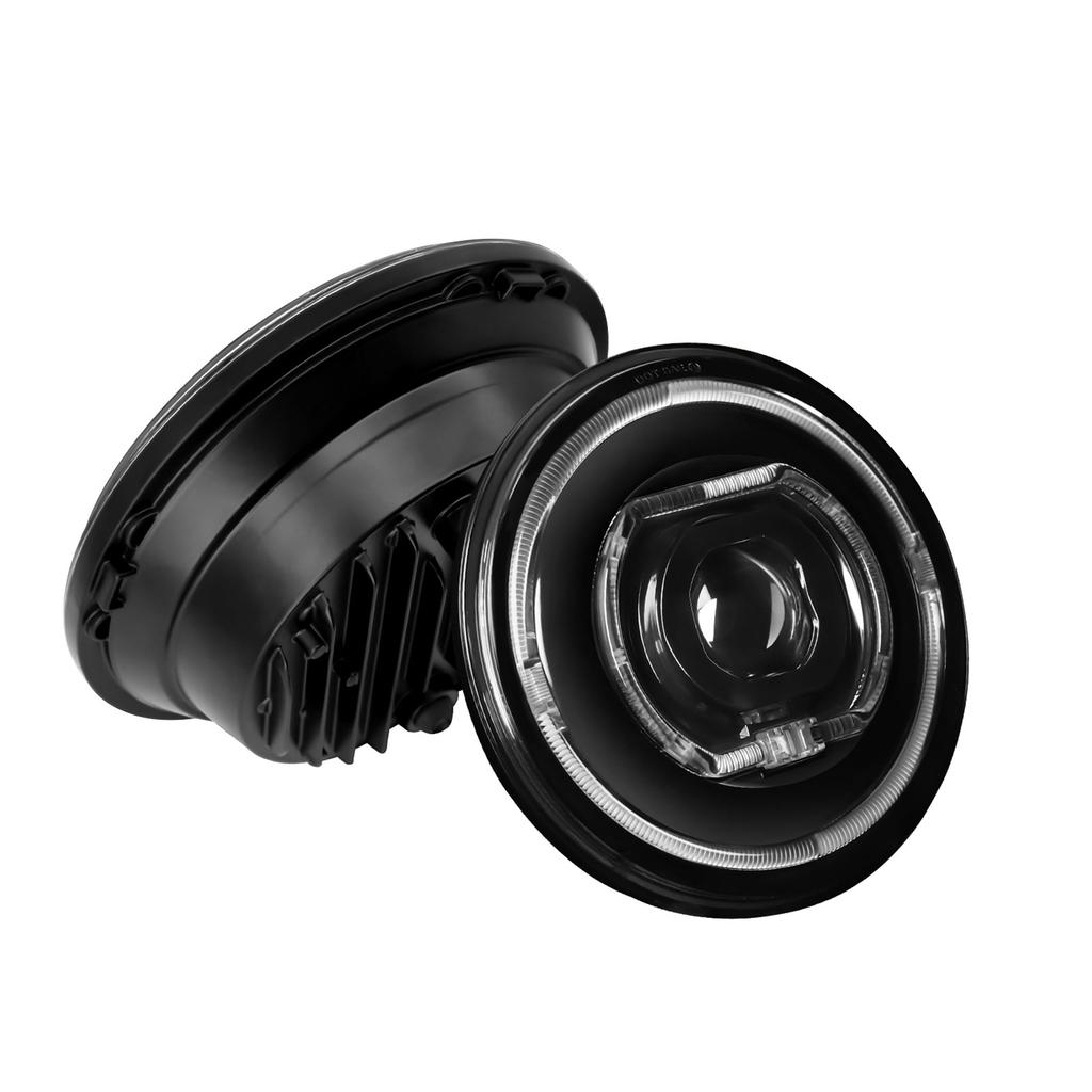 7 Inch Round LED Headlight Motorcycle Light H4 Connector with 4 Illumination Modes Fits for Jeep Wrangler