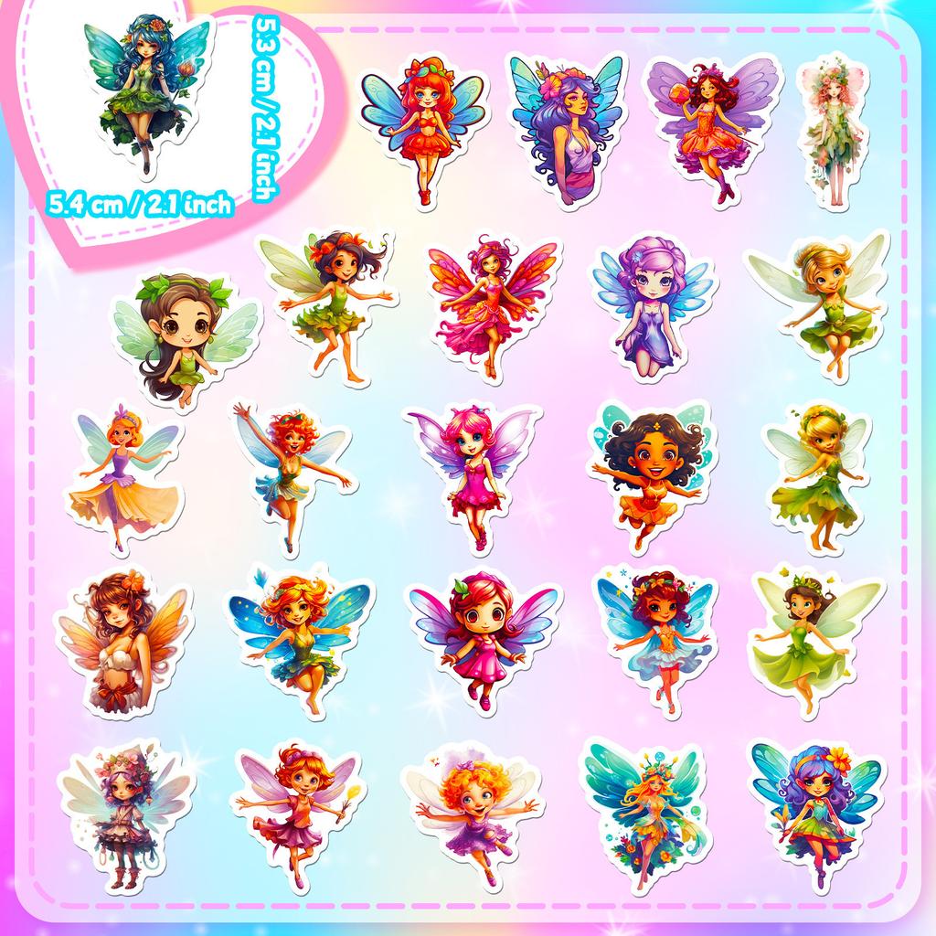 50 Flower Fairy Elf Stickers New Creative Angel Wings Little Fairy Girl Stickers