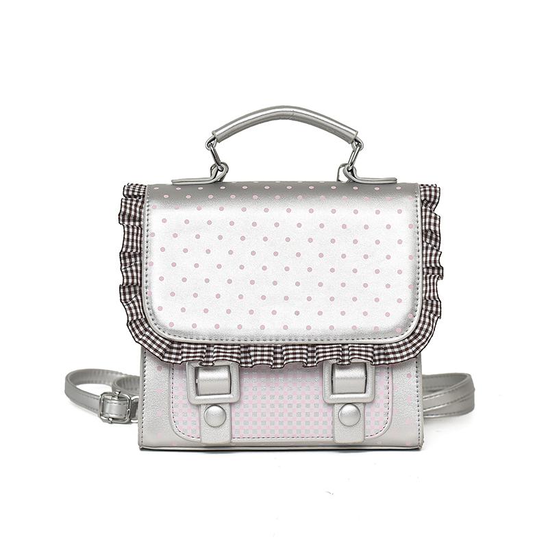 

Fresh Polka Dot Women s Backpack Fashionable Dual-Purpose Single Shoulder Bag Cute Lace Detail Ladies Satchel Dual-Shoulder Bag