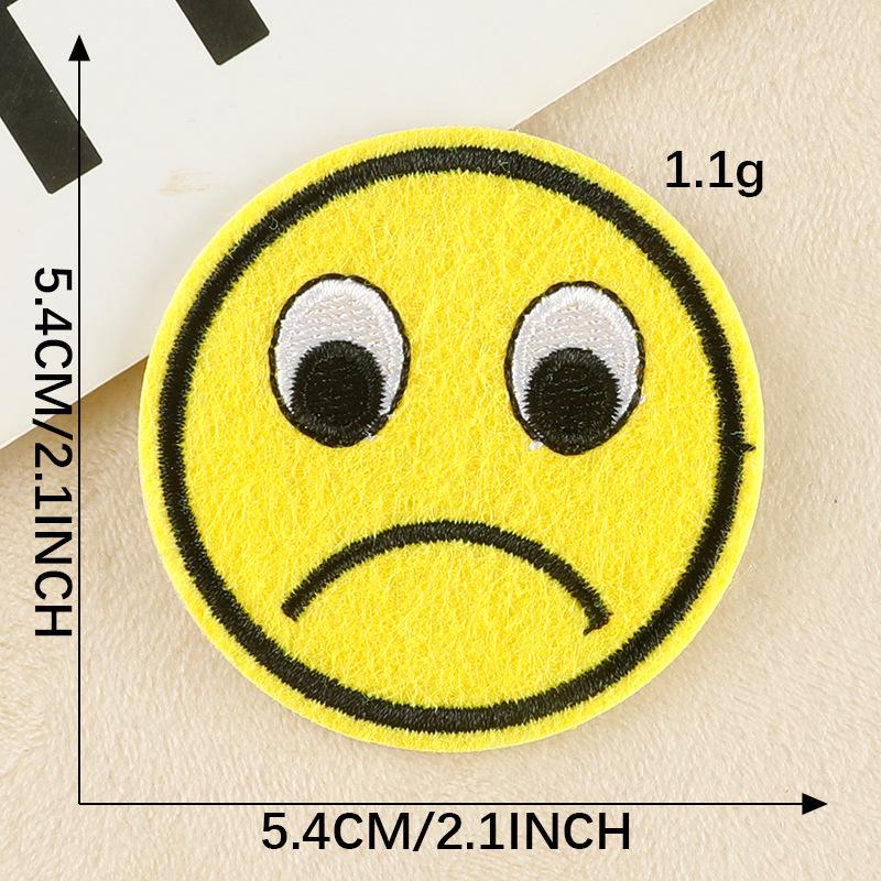 Patch Bordado de Rosto Sorridente de Desenho Animado para Chapéus, Bolsas e Roupas