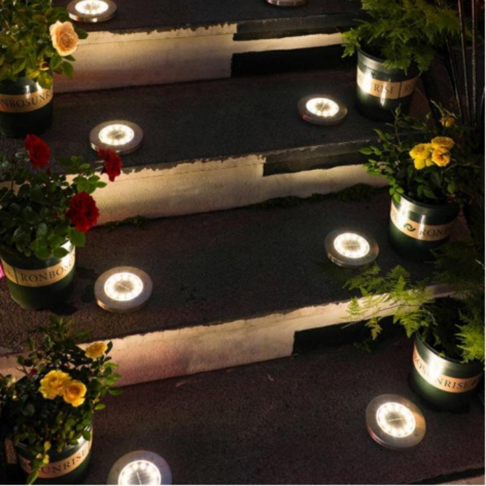 1/4pcs/8pcs Outdoor Solar Lights Buried Garden Decor 8/16LED Lamp Sunlight Power Disk Light Underground Yard Lawn Spotlight