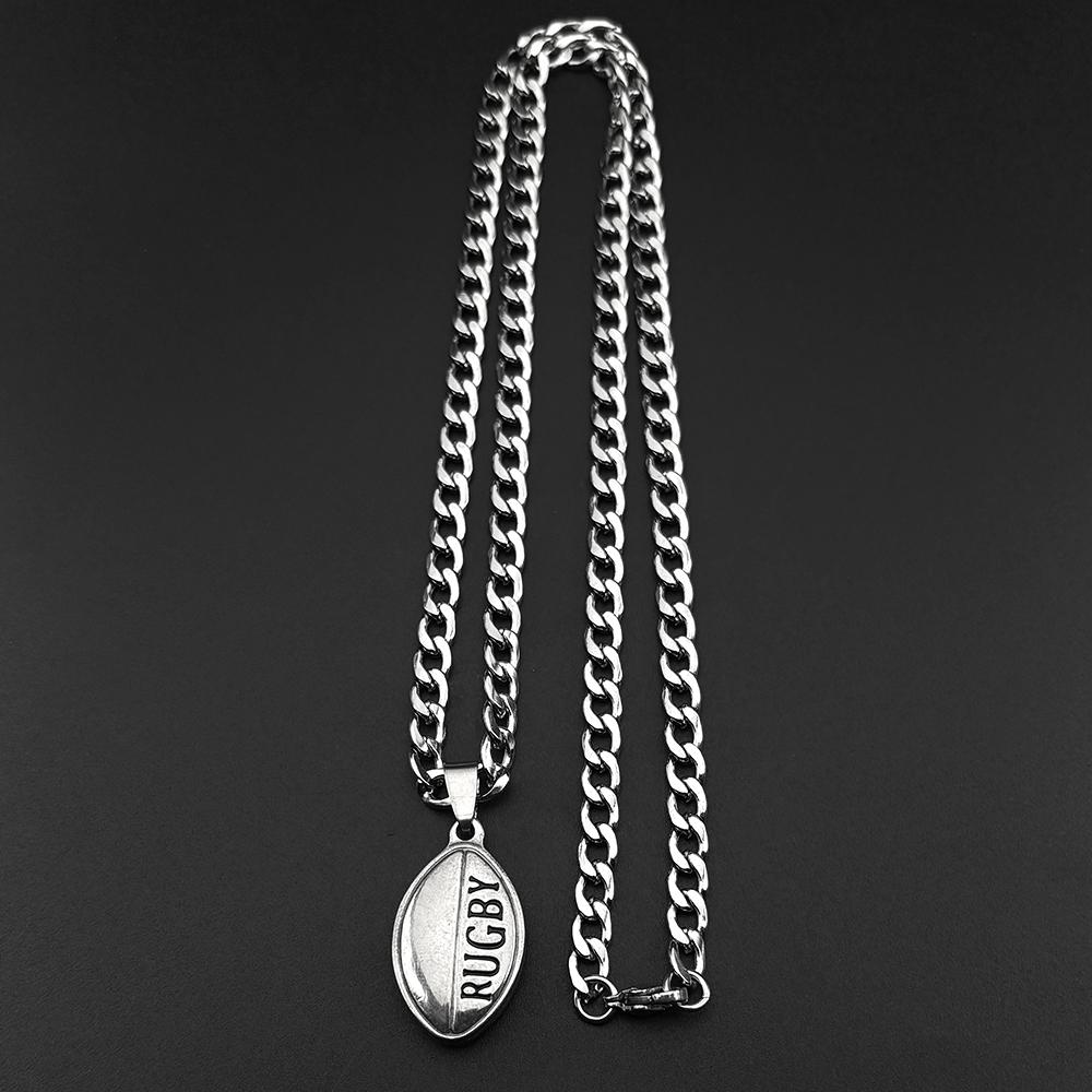Simple Fashion Rugby Chain For Women Men Stainless Steel Silver Color American Football Male Hiphop Party Necklace Jewelry Gifts
