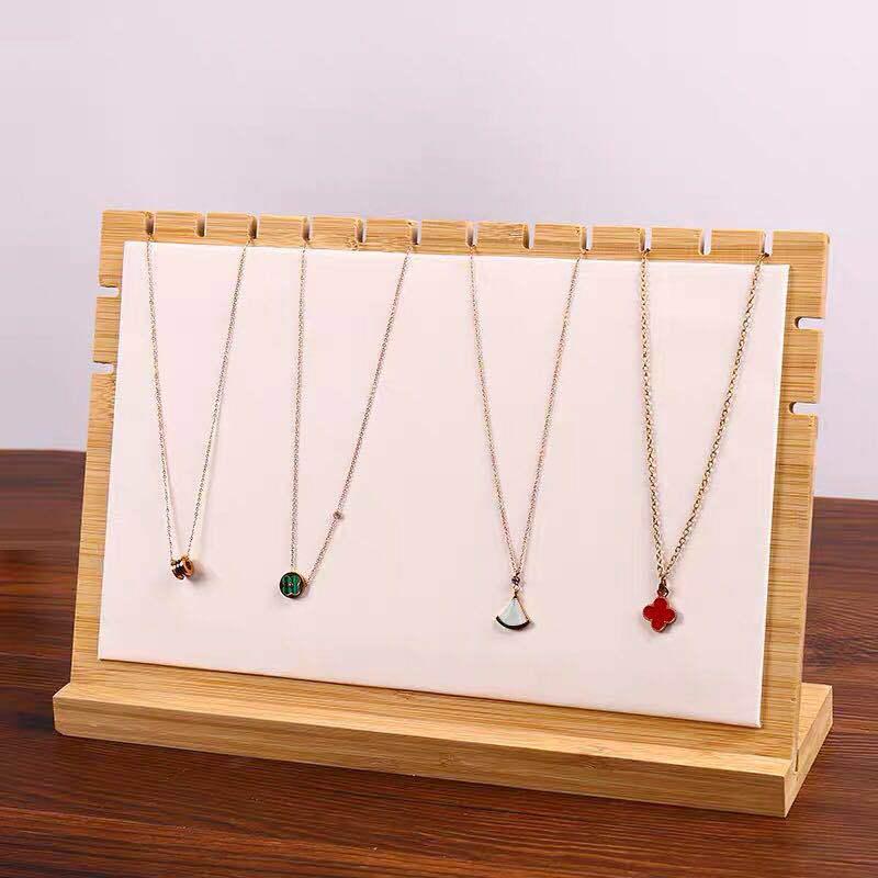 Large Bamboo Wood Necklace Display Stand for Jewelry and Pendants