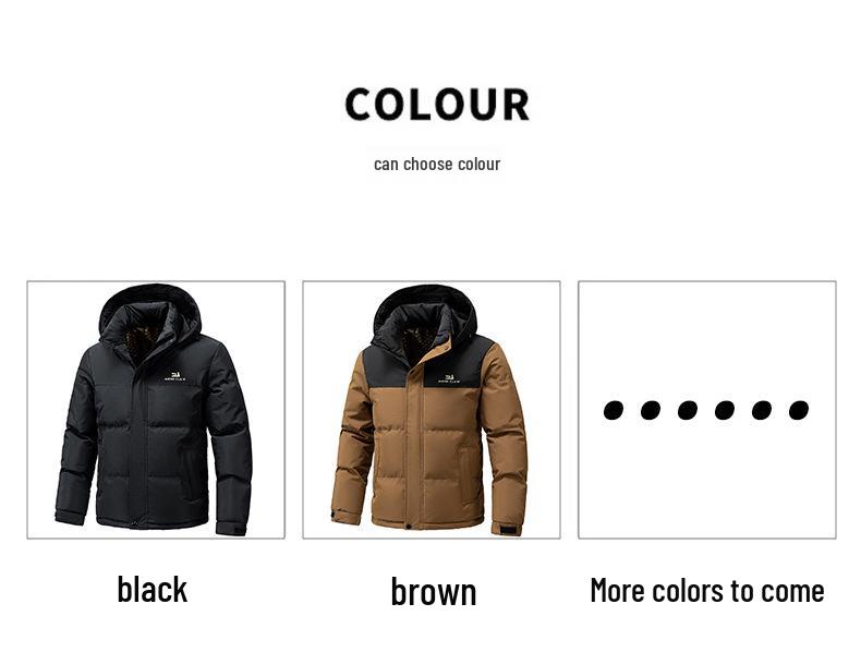 Men's Winter 2025 Thickened Cotton Hooded Jacket - Warm, Loose, Windproof Outerwear