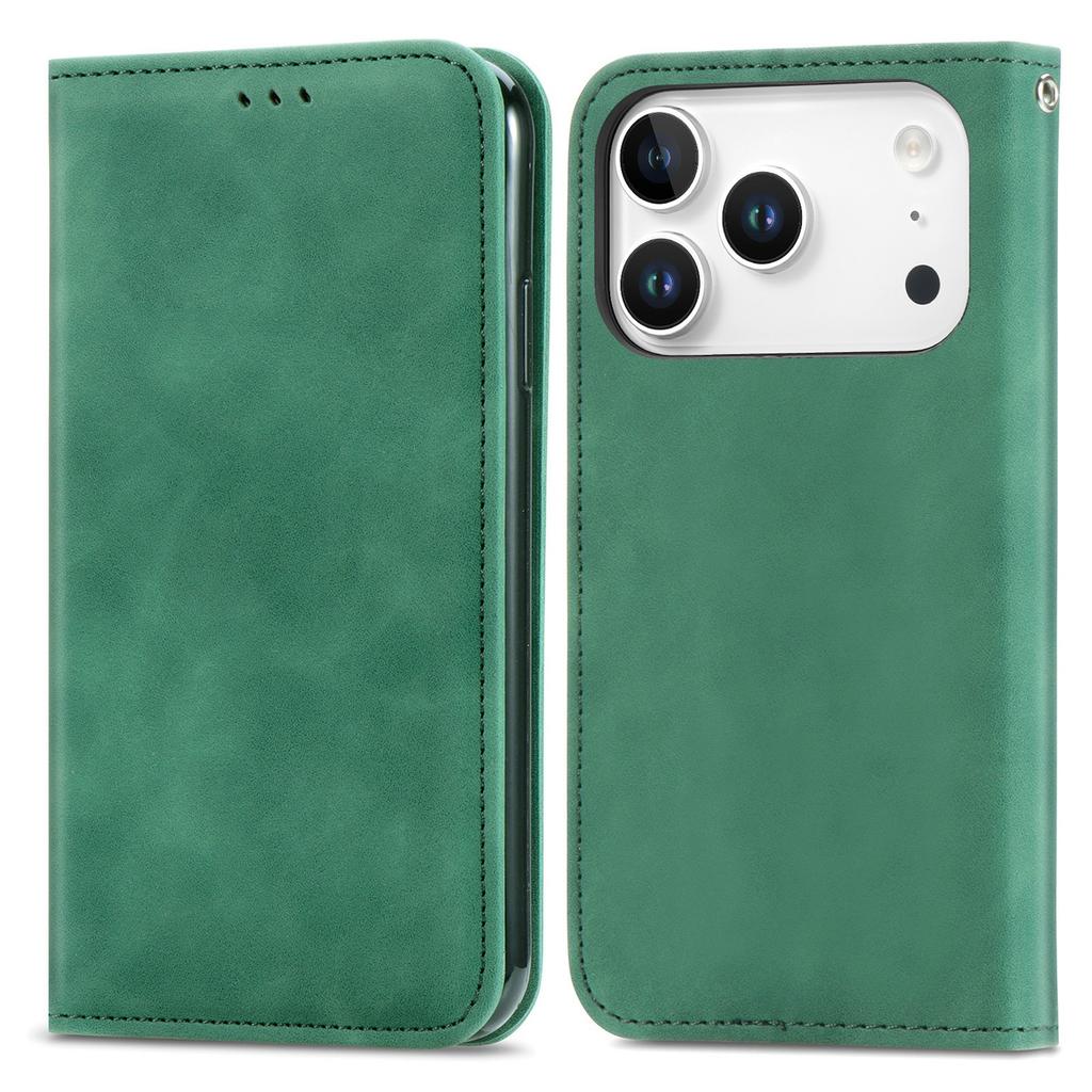 For iPhone 17 Pro Leather Case with Card Holder Magnetic Absorption Phone Cover