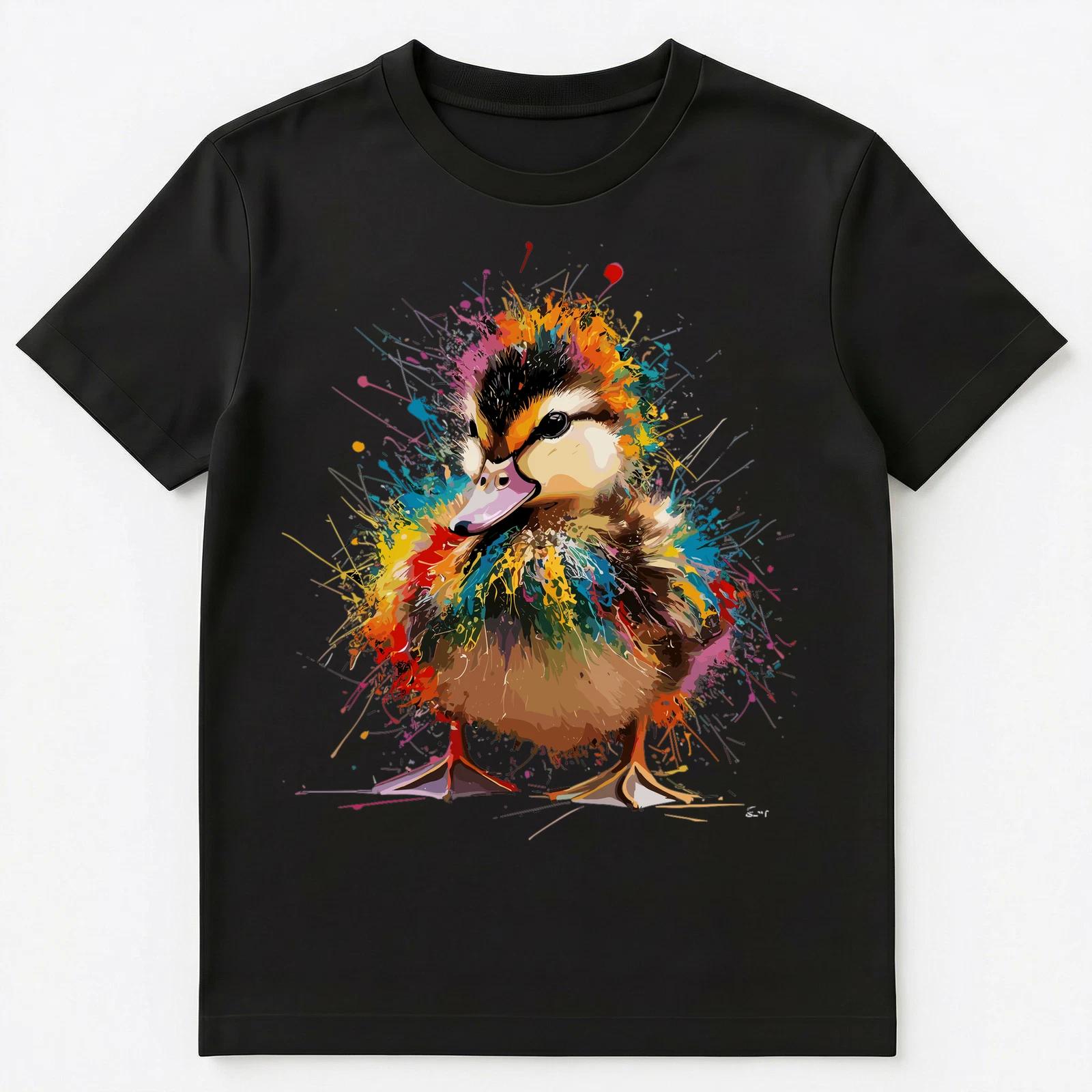 

Colorful Paint Splash Duckling Art Graphic Unisex T-Shirt 4XL