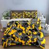 Gelb-Grau Camouflage Muster Bettwäsche Bettbezug Set  (1*Bettbezug 2*Kissenbezüge, ohne Bettdecke)