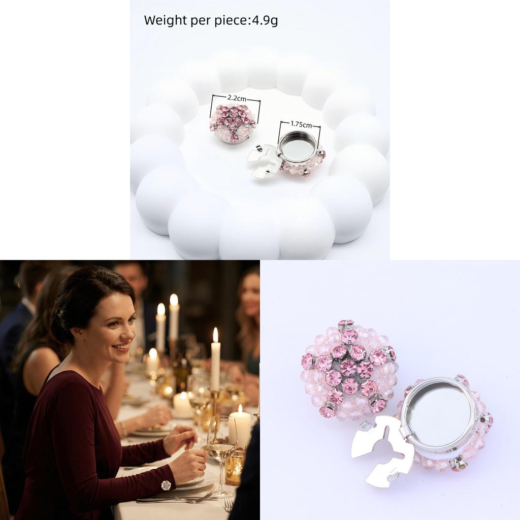 Water Crystal Flower Cufflinks With Gemstone Embellishments For Men And Women