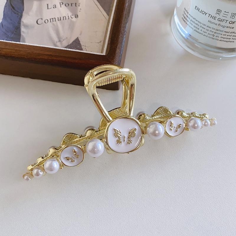 2023 New Vintage Butterfly Hair Claws Classic Pearl Hair Clips Hairpins Hairgrips For Women Hair Accessories Ornament Headwear