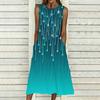Ladies Oversized Sleeveless Round Neck Dress Vivid Cluster Floral Printed Loose Midi Dress
