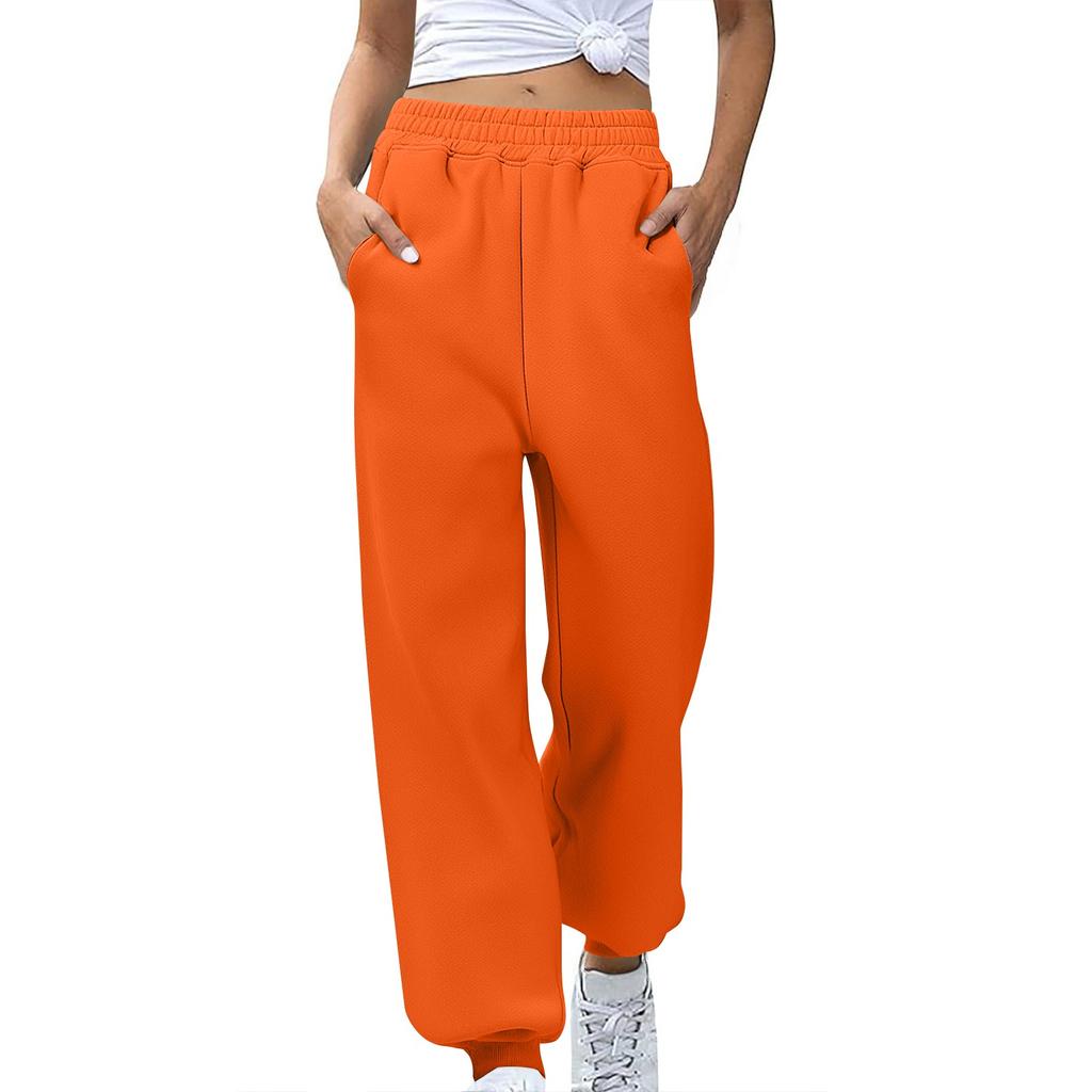 Women's Stylish Loose Sweatpants Comfortable High-waisted Jogging Belt Pocket Sweatpants