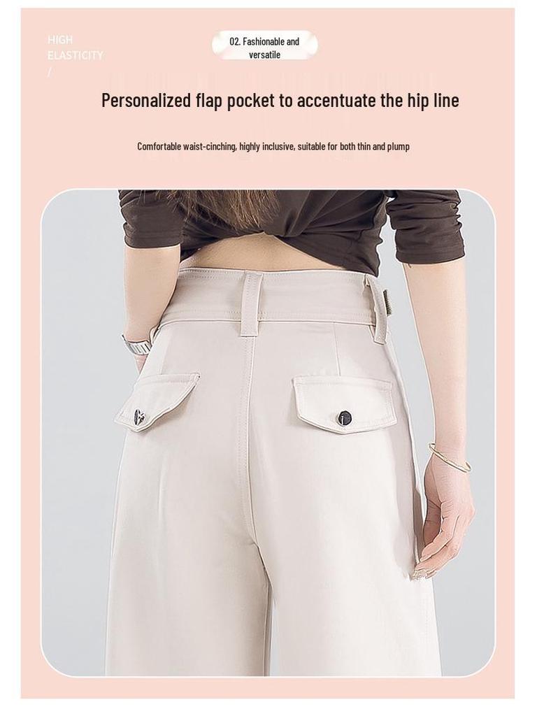 Women's High-Waist Curved Knife Pants - Spring/Autumn 2026, Slimming, Versatile, Straight-Leg, Niche Design.