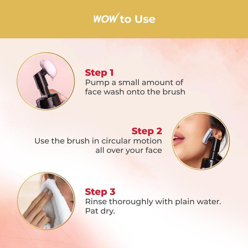 Wow Skin Science Apple Cider Vinegar Foaming Face Wash  150ML With Built In Brush Deep Cleansing Cleanser For All Skin Types