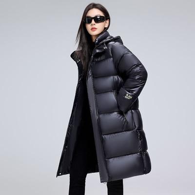 Women's Non-wash Shiny Padded Jacket Winter Thick and Warm Mid-length Cotton Jacket Slim-fit Padded Coat