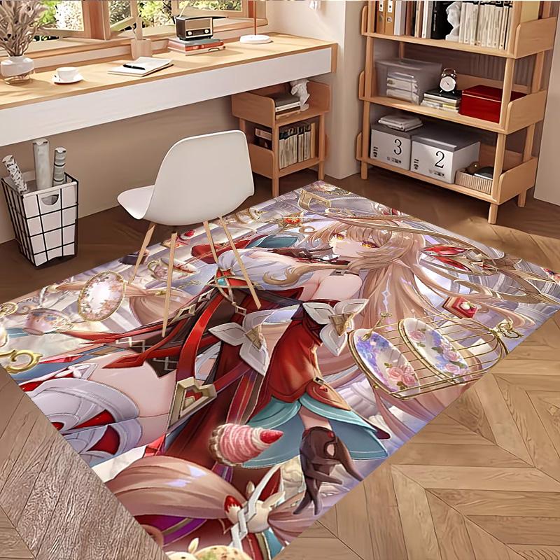 Genshin Impact Print Rug, Washable Floor Carpet, For Entryway Dorm Laundry Room Office Study, Home Decor Birthday Christmas Gift
