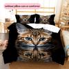 Black Bengal Cat Pattern Bedding Home Decoration Birthday Gift (1 * duvet cover + 2 * pillowcase, without core)