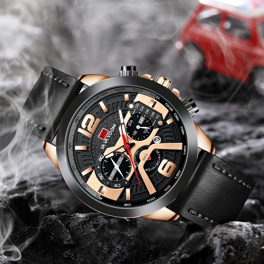 VA VA VOOM Mens Quartz Watches New Six Needle 8329 Casual Men's Watch Business Waterproof Date Quartz Watch Men Fashion Luminous Sport Clock