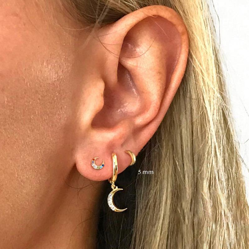 2PCS Stainless Steel Minimal Hoop Earrings For Women Girls Gold Color Small Piercing Earring Wedding Gift Smooth Ear Bone Buckle