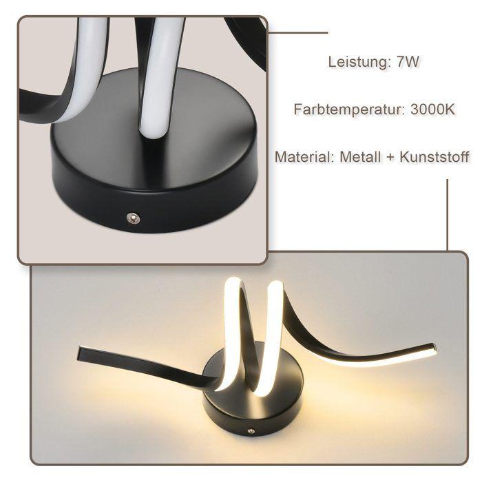 Applique murale d'intérieur - NETTLIFE - 7W LED - Noir - Aluminium - Blanc chaud 3000K