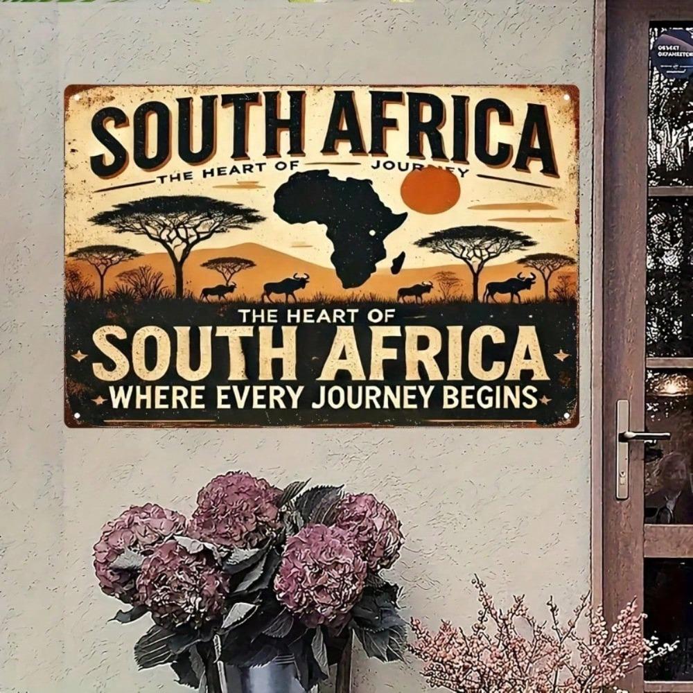 Vintage Easter 8x12 Tin Sign, South African Landscape, Flat Reusable Metal Wall Art for Farmhouse