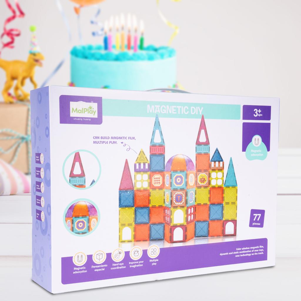 3D Magnetic Building Blocks Educational Set 77 Pieces
