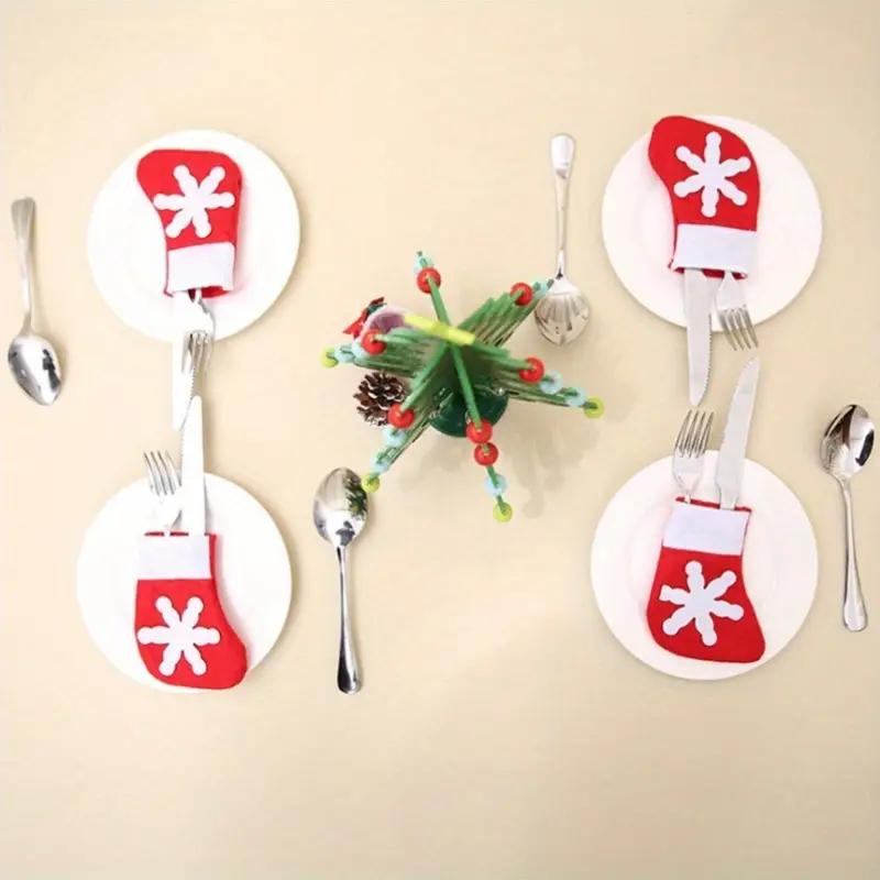 12-60PCS Christmas Sock Stocking Holders Small Tableware Storage for Knife Spoon Fork Xmas Tree Dinner Table Party Holiday Decor