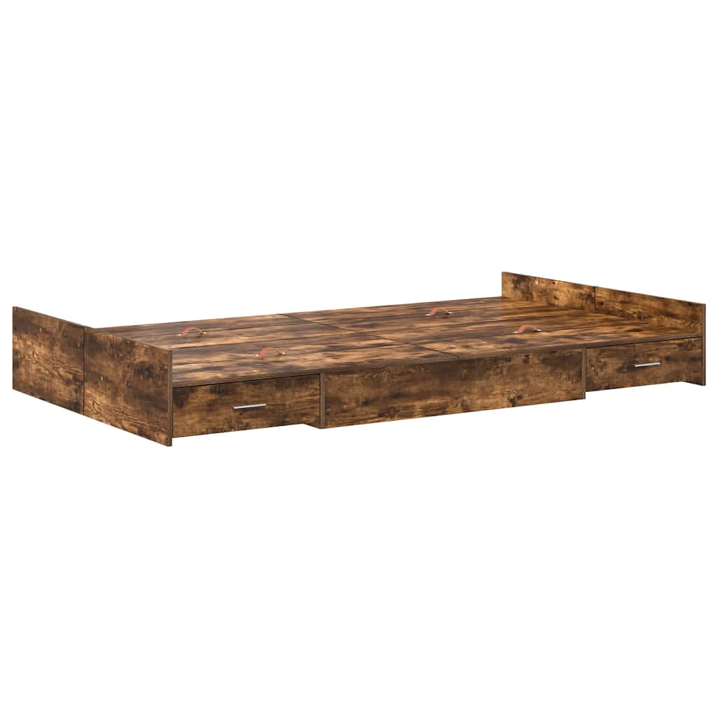 Storage Bed Frame Smoked Oak 120 X 190 Cm