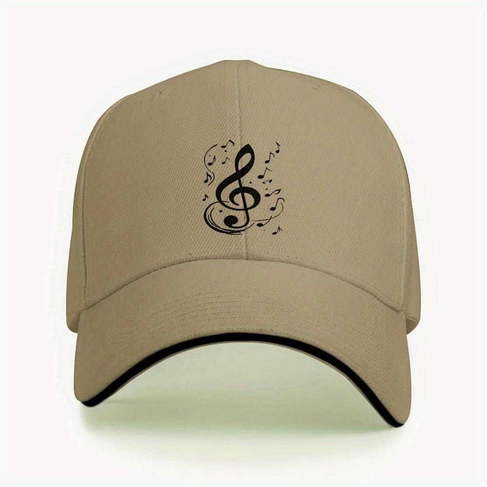 Music Treble Clef Notes Graphic Baseball Cap Polyester Adjustable Outdoor Unisex Hat
