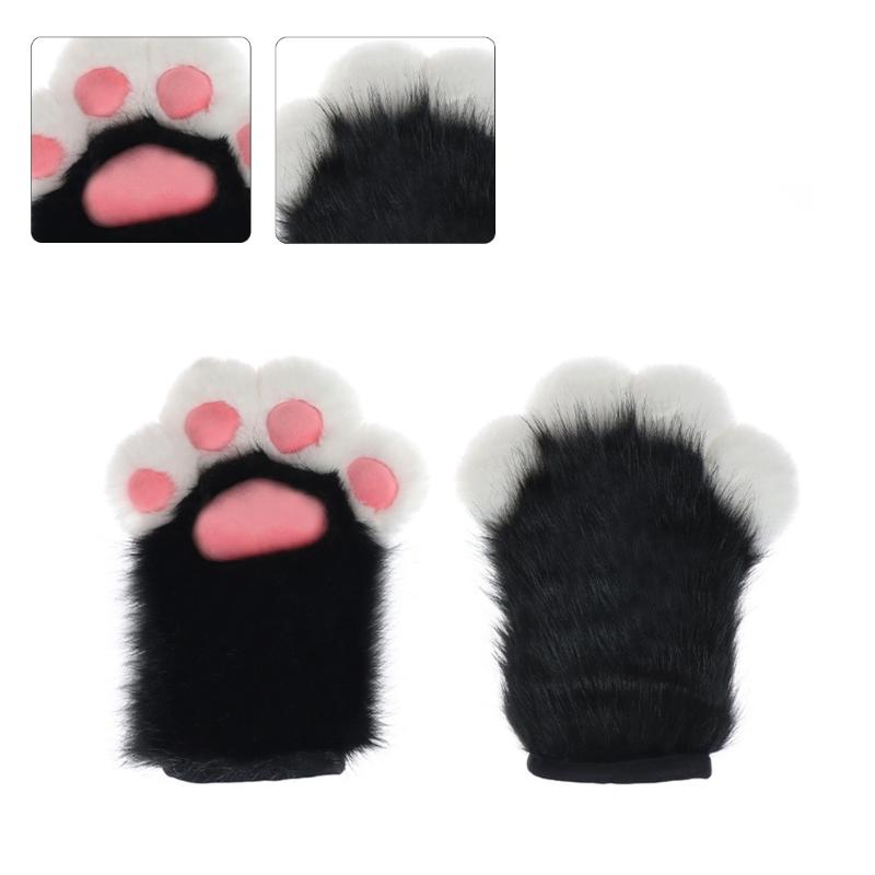 Nadměrné Kočičí Tlapky Ručně Vyráběné Zvířecí Kožešinové Ďábelské Rukavice Fursuit pro Maškarádu