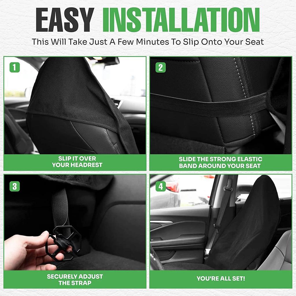 Car Seat Towel Cover Waterproof Car Seat Towel Protector with Adjustable Elastic Strap Non-slip Breathable Front Rear2025