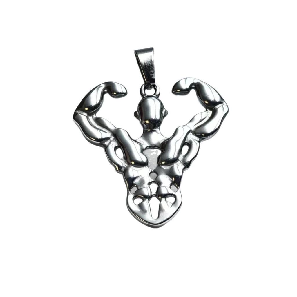 Stainless Steel 3D Muscle Power Pendant - Trendy Unisex Fashion Accessory