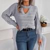 Fashion Solid Color Knitted Sweater for Women Autumn Winter O-neck Long Sleeved Sexy Hollow Pullover Sweaters Comfort Casual Top