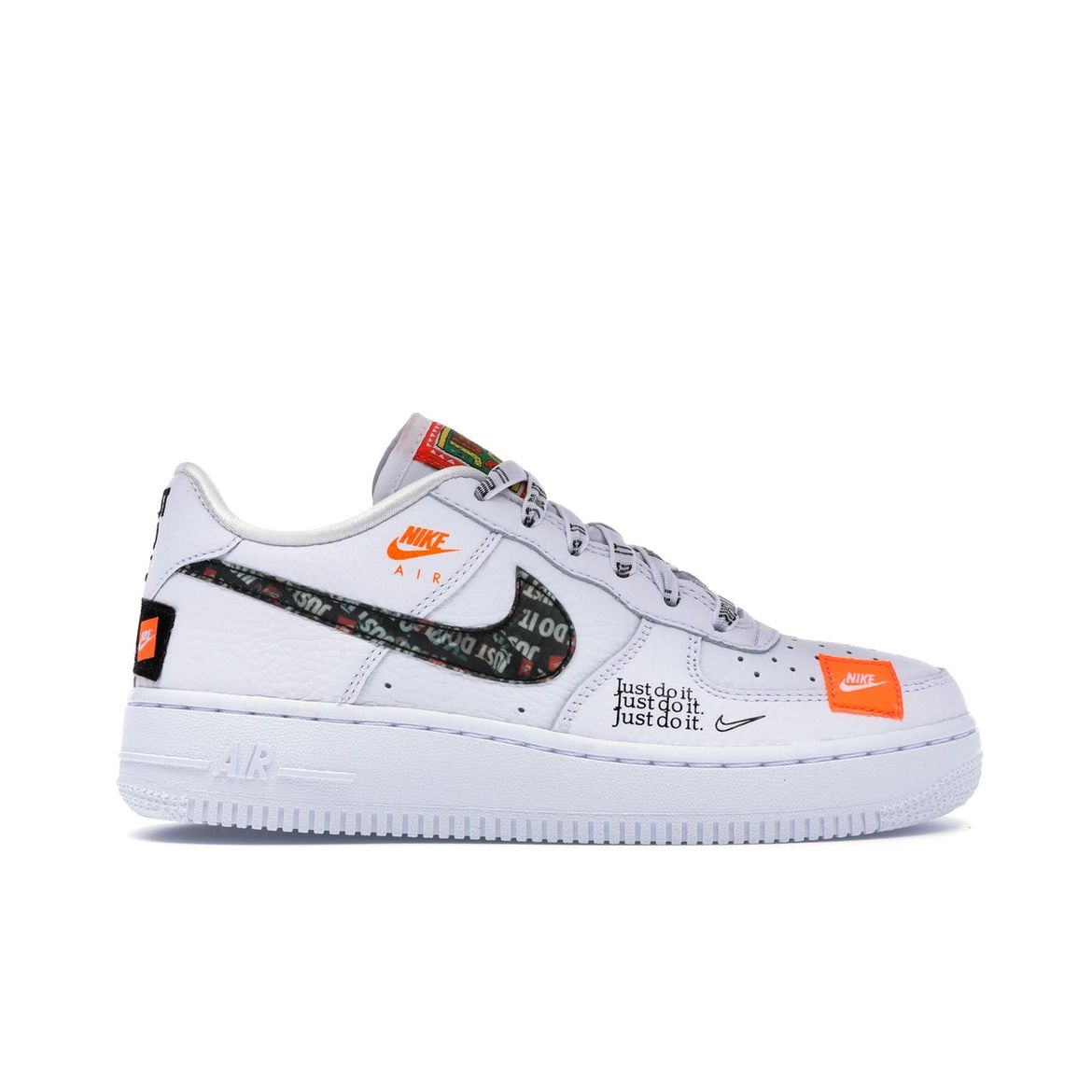 

Кроссовки Nike Air Force 1 Low 07 PRM GS Just Do It Белый Бело-Черный-Оранжевый AO3977-100