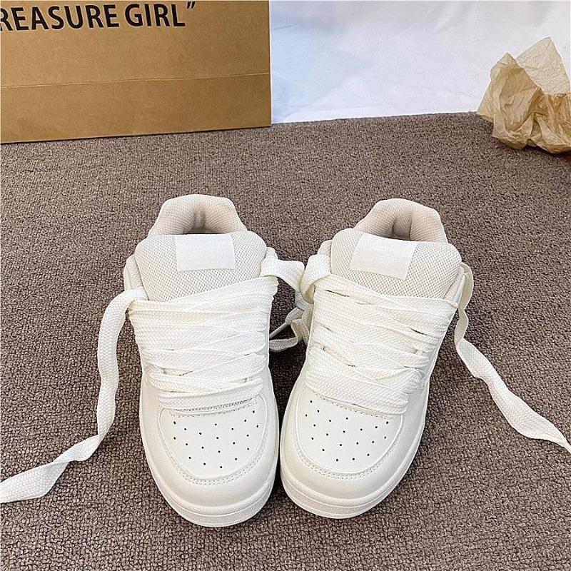 Beige Bread Shoes Women's Platform Letter Sole New Autumn Versatile Sports and Leisure Board Shoes