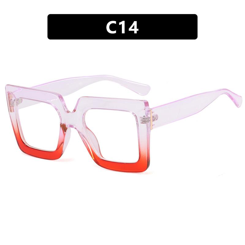 

Трендовая оправа для очков Квадратная Большая оправа Простая Плоское зеркало Защита от синего света Вогнутая оправа для очков Женская as shown in the picture