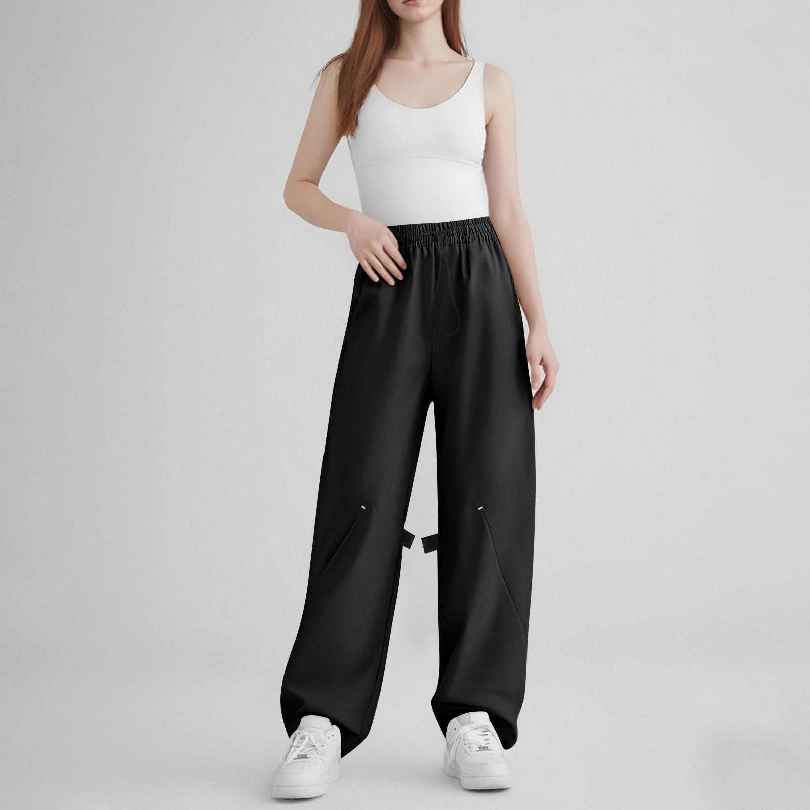 

Girl Pants With Pockets Quick Dry Hiking Pants Lightweight Water-Resistant Baggy Joggers L чорний