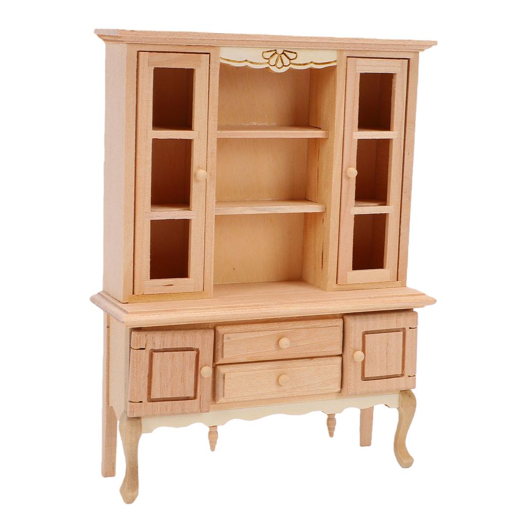 1:12 Scale Dollhouse Miniature Cabinet Wooden Unpainted Miniature Cupboard with Drawers