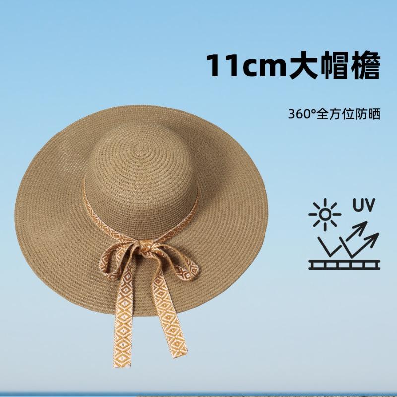 Hollow Lafite Straw Hat Women's Summer New Seaside Beach Sunscreen Photo Shading Big Brim Sun Hat