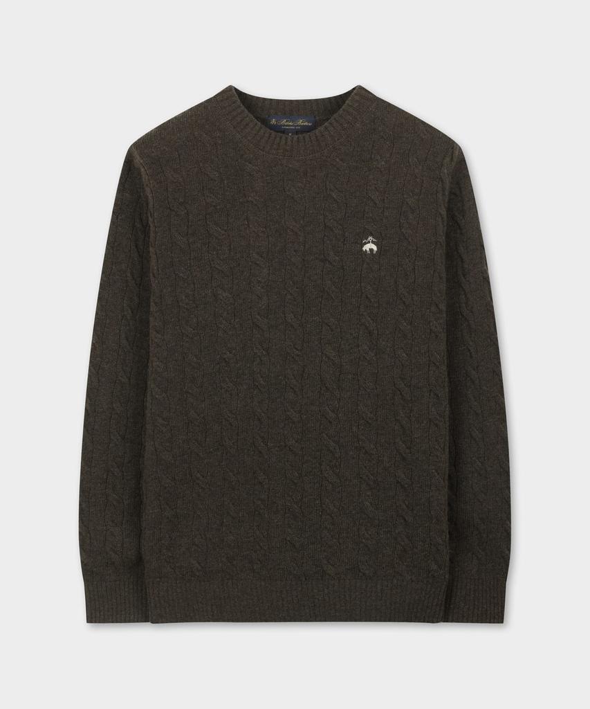 BROOKS BROTHERS Wool Cable Sweater (Brown) (Bbwrmbf401)