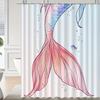 1pc fish tail pattern shower curtain with hook, bathroom partition, bathroom accessories, home decoration
