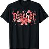 Teacher Valentines Day Coquette Bow Girl Women T-Shirt