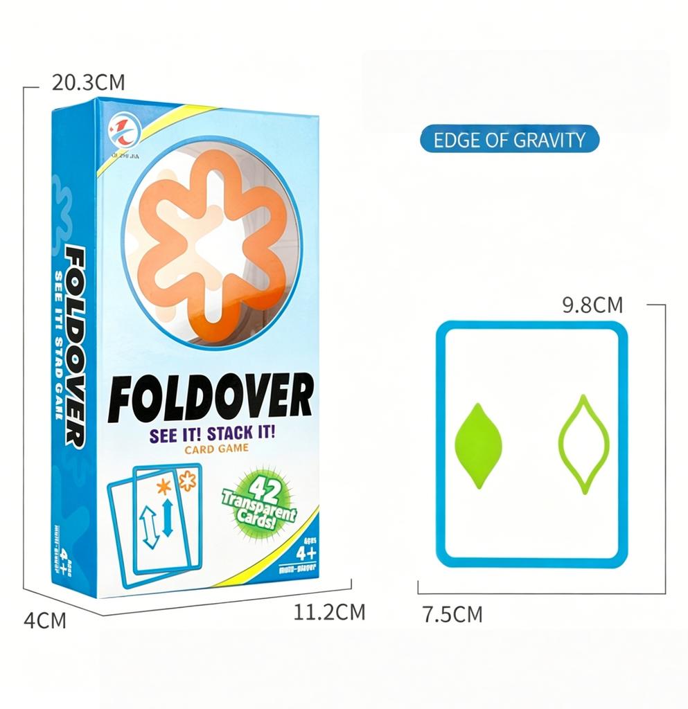 Transparent Foldover Card Game See It Stack It Family Party Board Game 42PCS Interactive Matching Card Game Adults