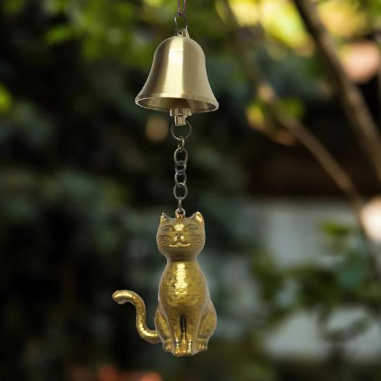 Cat Wind Chime Outdoor Kitten Design Wind Chime Garden Metal Cat Statue Hanging Memorial Ornament for Porch Decoration Cat Lovers Gift